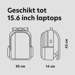 Laptop Rugzak - Laptoptas 15,6 Inch - Schooltas Met Laptopvak - Met USB Aansluiting - 23L - Antraciet -Reisbagage Winkel 1200x1200 1447