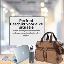 Jeusin® Multifunctionele Comfortabele Laptoptas 3-in-1 Rugtas - Schoudertas - Voor 17,3-inch Laptop Formaat - Bruin -Reisbagage Winkel 1200x1200 1475