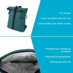 VanEnkhuizen Rolltop Rugzak 9 Liter - Waterafstotend En Thermo Materiaal - Turquoise -Reisbagage Winkel 1200x1200 2026