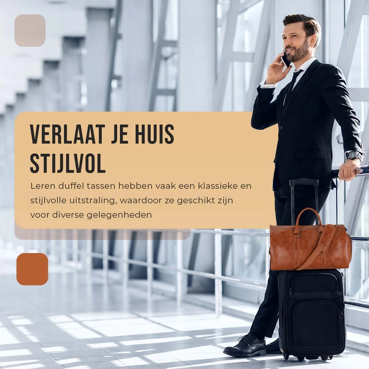 JeRie Weekendtas Voor Dames En Heren - Reistas Handbagage - 100% Echt PU Leer - Sporttas - Duffel Bag - Tas - Bruin 7 JeRie Weekendtas Voor Dames En Heren - Reistas Handbagage - 100% Echt PU Leer - Sporttas - Duffel Bag - Tas - Bruin - Afbeelding 5