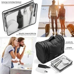 Grote Toilettas Met Spiegel, Haak + Binnenvakken + Zijvakken, Waterbestendig, Trip Vakantie Handbagage Mannen Vrouwen | Travel Organizer Kit -Reisbagage Winkel 1200x1200 2207