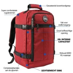 CabinMax Metz Reistas – Handbagage 20L – Rugzak – Schooltas - 40x25x20 Cm – Compact Backpack – Lichtgewicht – Oxide Rood 32 CabinMax Metz Reistas – Handbagage 20L – Rugzak – Schooltas - 40x25x20 Cm – Compact Backpack – Lichtgewicht – Oxide Rood -Reisbagage Winkel 1200x1200 2239