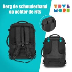 TRVLMORE Reistas - Rugzak - Handbagage Weekendtas - Backpack - Waterafstotend - 40L - Zwart 18 TRVLMORE Reistas - Rugzak - Handbagage Weekendtas - Backpack - Waterafstotend - 40L - Zwart -Reisbagage Winkel 1200x1200 2387