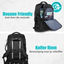 TRVLMORE Reistas - Rugzak - Handbagage Weekendtas - Backpack - Waterafstotend - 40L - Zwart 19 TRVLMORE Reistas - Rugzak - Handbagage Weekendtas - Backpack - Waterafstotend - 40L - Zwart -Reisbagage Winkel 1200x1200 2388