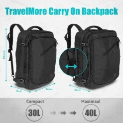 TRVLMORE Reistas - Rugzak - Handbagage Weekendtas - Backpack - Waterafstotend - 40L - Zwart 23 TRVLMORE Reistas - Rugzak - Handbagage Weekendtas - Backpack - Waterafstotend - 40L - Zwart -Reisbagage Winkel 1200x1200 2392
