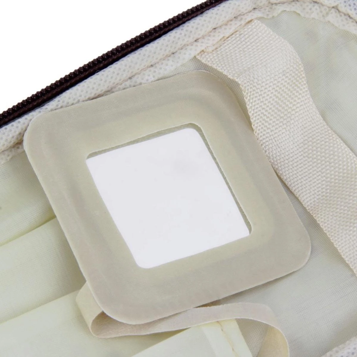 Polka Dot Make Up Tasje Met Spiegel - Opberg Etui / Cosmetica Organizer Reis Tas Case - Beige 5 Polka Dot Make Up Tasje Met Spiegel - Opberg Etui / Cosmetica Organizer Reis Tas Case - Beige - Afbeelding 3