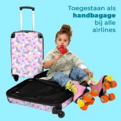 NoBoringSuitcases.com® Koffer - Eenhoorn - Meisje - Patroon - Hartje - Past Binnen 55x40x20 Cm En 55x35x25 Cm - Handbagage - Trolley - Fotokoffer - Cabin Size - Print -Reisbagage Winkel 1200x1200 55
