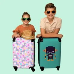 NoBoringSuitcases.com® Koffer - Eenhoorn - Meisje - Patroon - Hartje - Past Binnen 55x40x20 Cm En 55x35x25 Cm - Handbagage - Trolley - Fotokoffer - Cabin Size - Print -Reisbagage Winkel 1200x1200 57