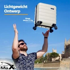 CabinMax Handbagage Koffer - Trolley 30L - Harde Reiskoffer - 45x36x20cm - Lichtgewicht - Groot Capaciteit - Wit -Reisbagage Winkel 1200x1200 591