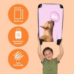 NoBoringSuitcases.com® Kinderkoffer - Hond - Dieren - Kauwgom - Roze - Kinderen - Trolley Kinderen - Past Binnen 55x40x20 Cm En 55x35x25 Cm - Reiskoffer Met Wielen - Koffertje -Reisbagage Winkel 1200x1200 746