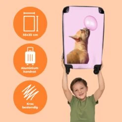 NoBoringSuitcases.com® Kinderkoffer - Hond - Dieren - Kauwgom - Roze - Kinderen - Trolley Kinderen - Past Binnen 55x40x20 Cm En 55x35x25 Cm - Reiskoffer Met Wielen - Koffertje -Reisbagage Winkel 1200x1200 753