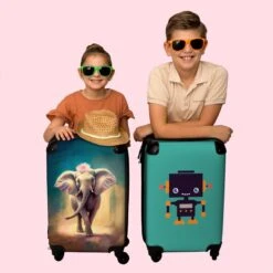 NoBoringSuitcases.com® Koffer - Handbagage Trolley - Olifant - Verf - Bloemen - Portret - Abstract - Reiskoffer Met Wielen - Past Binnen 55x40x20 Cm En 55x35x25 Cm - Koffertje - Fotokoffer -Reisbagage Winkel 1200x1200 769
