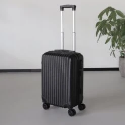 Handbagage Koffer 55cm Zwart 4 Wielen Trolley Met Pin Slot
