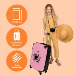NoBoringSuitcases.com® Koffer Groot - Slak - Roze - Meisjes - Racen - Trolley Koffer Met TSA-slot - Met Wielen - 90 Liter - Reiskoffer - 66 Cm -Reisbagage Winkel 1200x1200 864