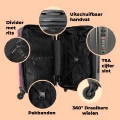 NoBoringSuitcases.com® Koffer Groot - Slak - Roze - Meisjes - Racen - Trolley Koffer Met TSA-slot - Met Wielen - 90 Liter - Reiskoffer - 66 Cm -Reisbagage Winkel 1200x1200 865