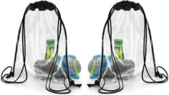Merkloos 2x Stuks Transparante Gymtasjes/rugtasjes 33 X 45 Cm - Gymtassen/rugtassen/rugzakken/zwemtassen Doorzichtig