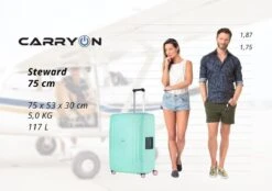CarryOn Steward TSA Reiskoffer - 75cm Trolley Met Kliksloten - Dubbele Wielen - Mint -Reisbagage Winkel 1200x847