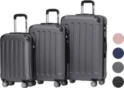 TRVLMORE Kofferset - 3 Delig - 38L (handbagage) + 70L + 110L - Donkergrijs