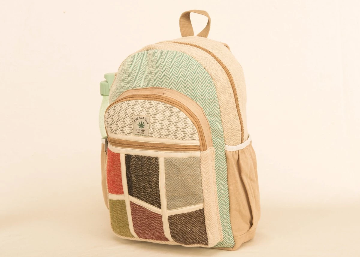 Handmade Hennep Rugzak Uit Nepal Himalayan Laptop Natural Unique HANDTAS 4 Handmade Hennep Rugzak Uit Nepal Himalayan Laptop Natural Unique HANDTAS - Afbeelding 2