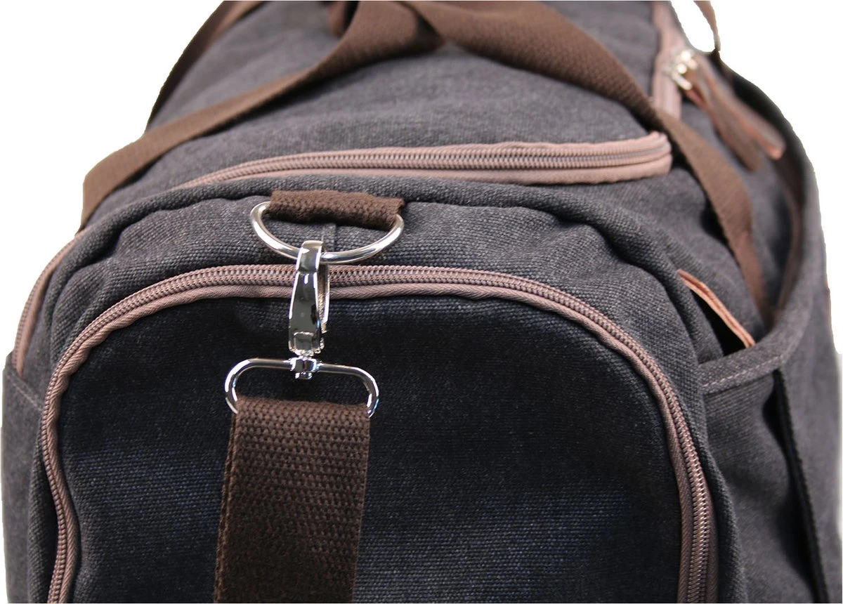 Yakfield - Reistas - Dames En Heren - Combinatiedeal - Weekendtas Zwart Antraciet Grijs - Toilettas Bruin - Compact - Canvas - Vintage 12 Yakfield - Reistas - Dames En Heren - Combinatiedeal - Weekendtas Zwart Antraciet Grijs - Toilettas Bruin - Compact - Canvas - Vintage - Afbeelding 10