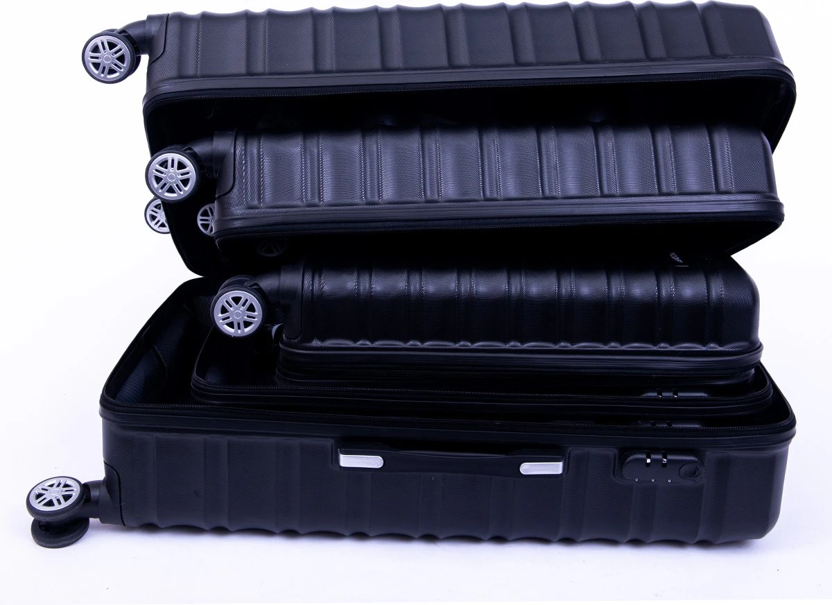 Tobeyz - Kofferset - 3-delig Zwart Handbagage - Verrijdbaar Op 4 Wielen - Stevig ABS - Lichtgewicht, Trolley 7 Tobeyz - Kofferset - 3-delig Zwart Handbagage - Verrijdbaar Op 4 Wielen - Stevig ABS - Lichtgewicht, Trolley - Afbeelding 5