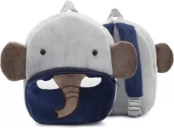Rugzak – Schooltas - Kinderen – Olifant – Pluche – Grijs - Peuters – Kleuters – Jongens – Meisjes –