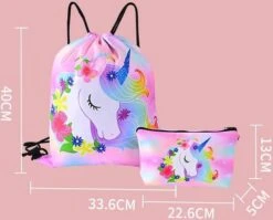 Unicorn Gymtas + Etui - Sporttas Met Rijgkoord - Bloemetjes - 4-12 Jaar -Reisbagage Winkel 1200x967 1