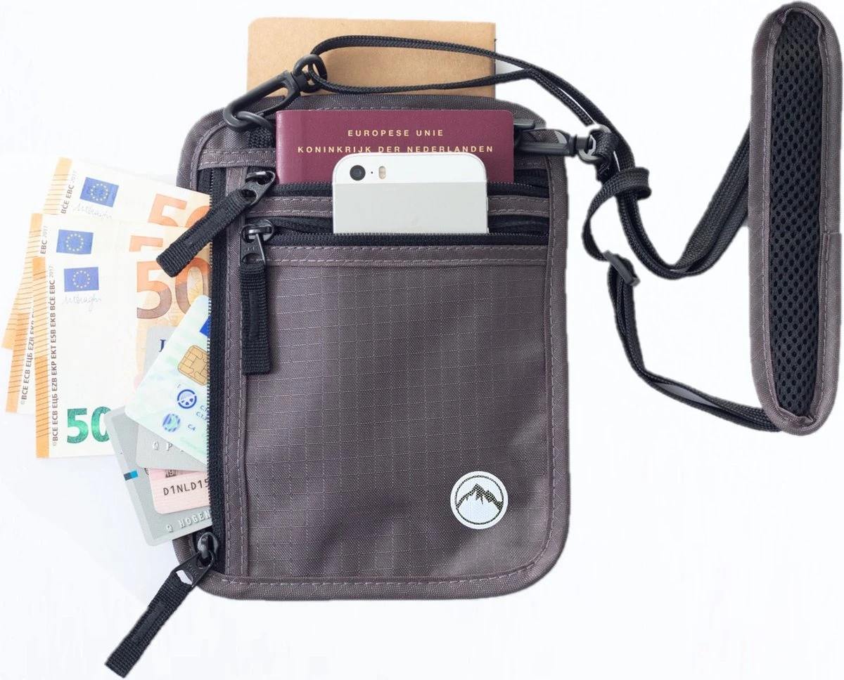 Groene Berg Nektasje - Reistas - Paspoorthouder Met RFID Blokkering - Reisportemonnee - Grijs 3 Groene Berg Nektasje - Reistas - Paspoorthouder Met RFID Blokkering - Reisportemonnee - Grijs