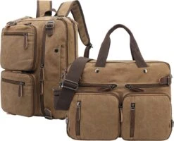 Jeusin® Multifunctionele Comfortabele Laptoptas 3-in-1 Rugtas - Schoudertas - Voor 17,3-inch Laptop Formaat - Bruin