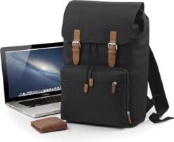Senvi Vintage Laptop Rugzak Kleur Zwart - Bruin - 18 Liter
