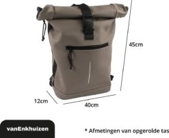 VanEnkhuizen Rolltop Rugzak Met Laptopvak 15,6 Inch - 20 Liter - Waterafstotend En Thermo Materiaal - Taupe -Reisbagage Winkel 1200x983 5