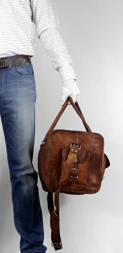 Merkloos Reistas Van ECHTE LEER - Sporttas - Weekendtas MALAGA Echte Leder - Cognac Bruin -HANDGEMAAKTE VINTAGE STIJL Duffel Tas -Reisbagage Winkel 585x1200 9