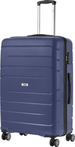 TravelZ Big Bars Reiskoffer 78 Cm Met Dubbele Wielen - Trolley Koffer Met TSA-slot - Blauw