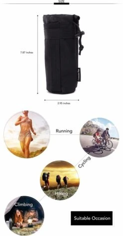 Merkloos Zwart Protector Plus Unisex Duurzame Nylon Kettle Bag Voor 550ML Drink Wandelen, Survival, Air-soft, Paintball | Beschermhoes Waterfles/drinkfles | X000KQ1011 -Reisbagage Winkel 625x1200 6