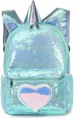 Eenhoorn Schooltas - Rugzak - Unicorn Rugtas 42 X 30 X 14 Cm- Kinderrugzak - Sequin- Luxe Giftset - Pailletten - Inclusief Tas + Etui - Turquoise - Voor Al Je Speelgoed En Schoolspullen -Reisbagage Winkel 744x1200 7