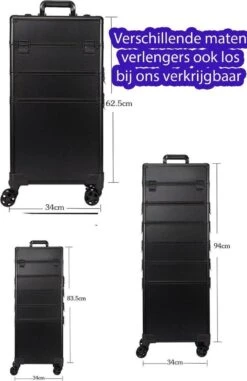 Beautycase / Beautykoffer / Trolley - Aluminium Roze 3D - Bekleed Met Een Hoge Kwaliteit Zwart Fluweel - 8 Wielen - Kapper - Tattoo - Nagel - Visagie - Make-up - Cosmetica - Schmink - Beauty Case / Beauty Koffer -Reisbagage Winkel 777x1200 10