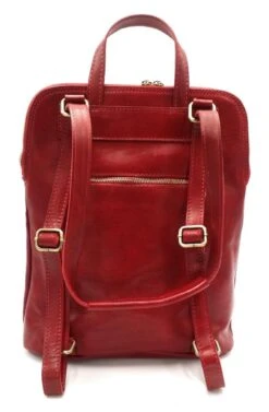 Bestleder – RZ30017 – Rood - Echt Leren - 2 In 1 - Schoudertas – Rugzak - Stevig - Hoge Kwaliteit Italiaans Leer- Rood -Reisbagage Winkel 787x1200 8