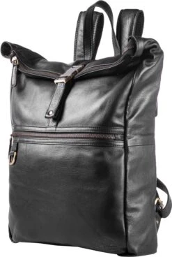 WILD WOODS Leren 15 Inch Laptop Rugtas Met Kliksluiting - 15,6 Inch - Ruime Laptop Rugzak - Dames En Heren - Rundleer - Zwart