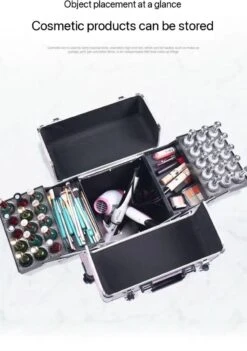 Make Up Koffer Zwart Met Lines Kleur | Beautycase 8 Wielen / Beautykoffer / Trolley Van Aluminium - Bekleed Zwart Fluweel - 8 Wielen - Kapper - Tattoo - Nagel - Visagie - Make-up - Cosmetica - Schmink - Beauty Case / Beauty Koffer -Reisbagage Winkel 845x1200 15