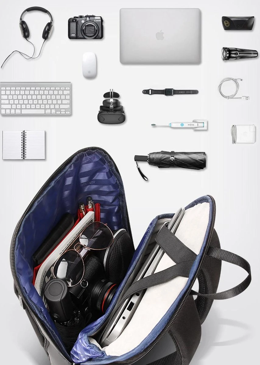 Aloba - Rugzak Met Laptopvak Tot 15.6 Inch - Anti Diefstal Tas - Waterdichte Moderne Rugzak - Leer 7 Aloba - Rugzak Met Laptopvak Tot 15.6 Inch - Anti Diefstal Tas - Waterdichte Moderne Rugzak - Leer - Afbeelding 5