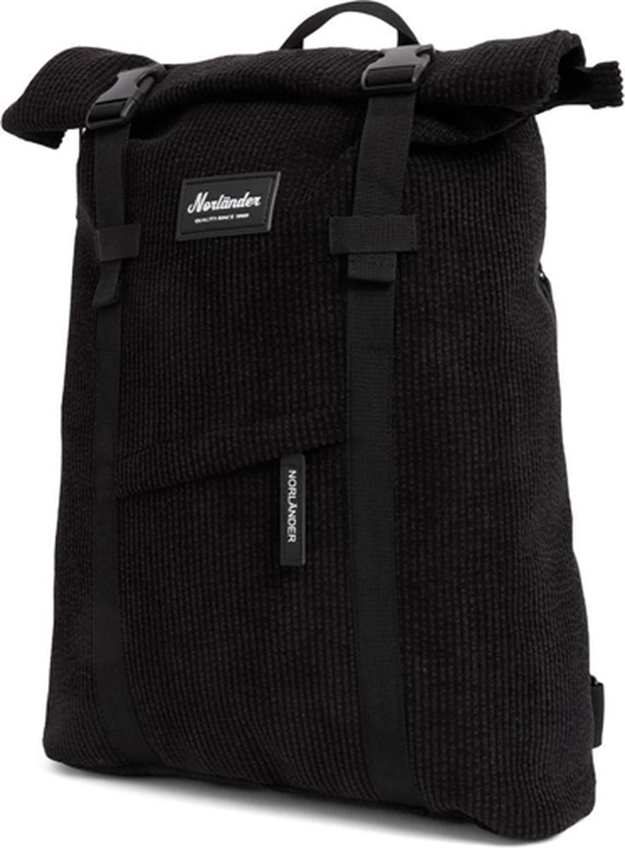 Norlander Vintage Ribbel Rugzak - Zwart - Corduroy - 28 Liter 4 Norlander Vintage Ribbel Rugzak - Zwart - Corduroy - 28 Liter - Afbeelding 2
