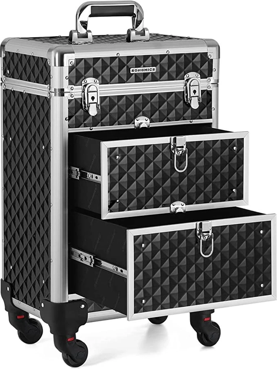 Cosmetic Case Trolley - Professionele Make-up Case - Kapperskoffer Met 4 Uitneembare Wielen 8 Cosmetic Case Trolley - Professionele Make-up Case - Kapperskoffer Met 4 Uitneembare Wielen - Afbeelding 6