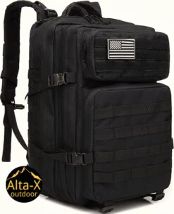 Alta-X Tactical Backpack 45l | Tactische Rugzak | Leger Rugtas - Sport - School - Werk | Zwart - Leger Tas
