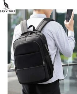 San Vitale® - Rugzak 2.0 Met USB Poort - Schooltas - 16 Inch Laptop Rugtas - Dames/Heren - 30L - Waterafstotend - Grijs -Reisbagage Winkel 985x1200 17