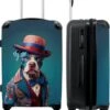 NoBoringSuitcases.com® Koffer Groot - Hond - Hoed - Colbert - Bloemen - Blauw - Trolley Koffer Met TSA-slot - Met Wielen - 90 Liter - Reiskoffer - 66 Cm -Reisbagage Winkel 985x1200 5