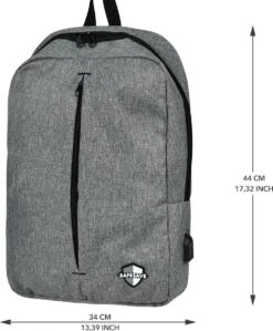 SafeSave Rugtas – Waterafstotende Schooltas Met Laptop Vak En Usb Aansluiting – Schoudertas – 15.6 Inch – Licht Grijs -Reisbagage Winkel 991x1200 7