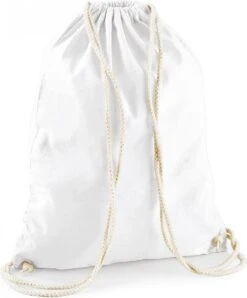 Merkloos Sporten/zwemmen/festival Gymtas Wit Met Rijgkoord 46 X 37 Cm Van 100% Katoen - Kinder Sporttasjes